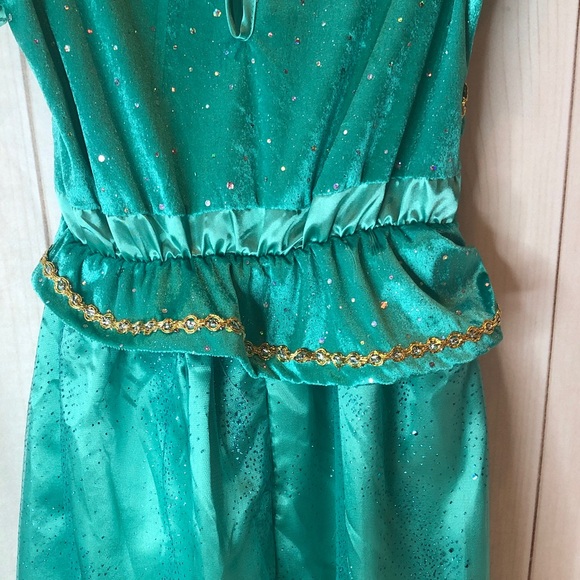 Shimmer & Shine Sparkling Teal Costume Gold accent Jumpsuit Girls Medium (7/8) - Picture 7 of 11